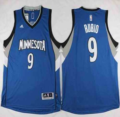 Timberwolves #9 Ricky Rubio Revolution 30 Blue Stitched NBA Jersey