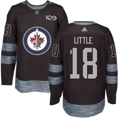 Jets #18 Bryan Little Black 1917-2017 100th Anniversary Stitched NHL Jersey