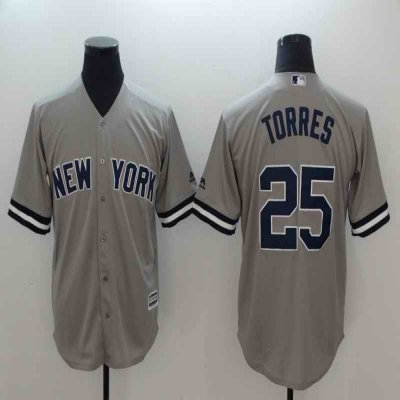 Men's New York Yankees #25 Gleyber Torres Gray Cool Base Replica Player MLB Jersey