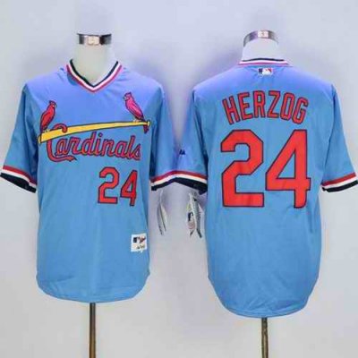 Cardinals #24 Whitey Herzog Blue 1982 Turn Back The Clock Stitched MLB Jersey