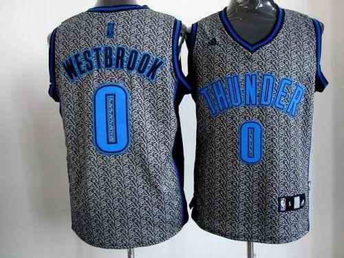 Thunder #0 Russell Westbrook Grey Static Fashion Stitched NBA Jersey