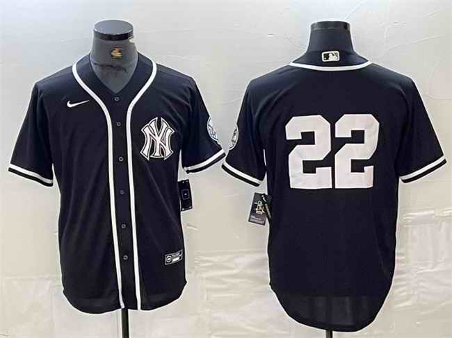 Men's New York Yankees #22 Juan Soto Black Cool Base Stitched Baseball Jersey