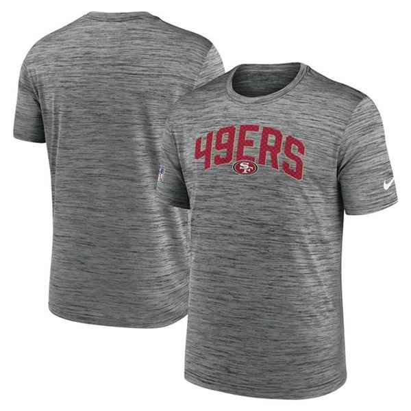 Men's San Francisco 49ers Gray Sideline Velocity Stack Performance T-Shirt