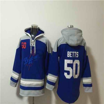 Men's Los Angeles Dodgers #50 Mookie Betts Blue Ageless Must-Have Lace-Up Pullover Hoodie