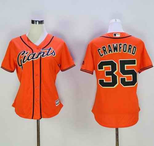 Giants #35 Brandon Crawford Orange Women's Alternate Stitched MLB Jersey