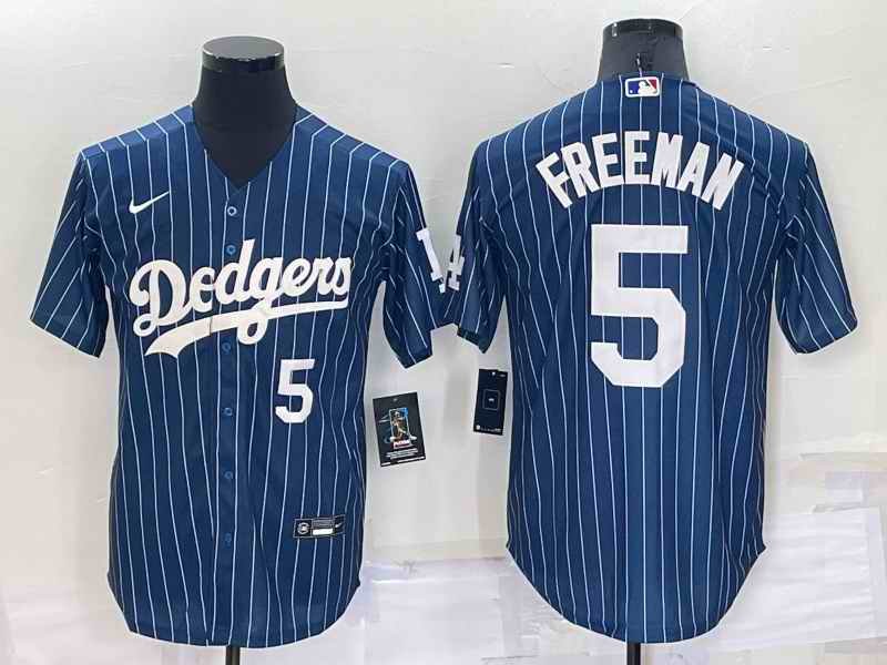 Men's Los Angeles Dodgers #5 Freddie Freeman Navy Cool Base Stitched Jersey