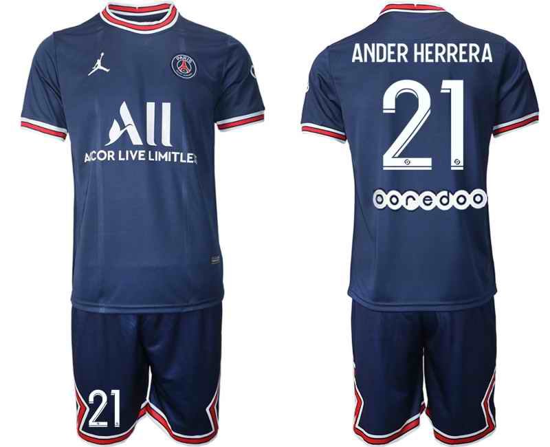 Men's Paris Saint-Germain #21 Ander Herrera 2021/22 Blue Soccer Jersey