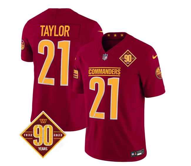 Men's Washington Commanders #21 Sean Taylor Burgundy 2023 F.U.S.E. 90th Anniversary Vapor Limited Stitched Football Jersey