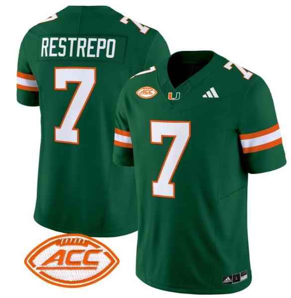 Men's Miami Hurricanes #7 Xavier Restrepo Green Stitched Jerseys