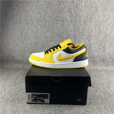 Women's Running Weapon Air Jordan 1 Black/White/Yellow  Shoes 0280