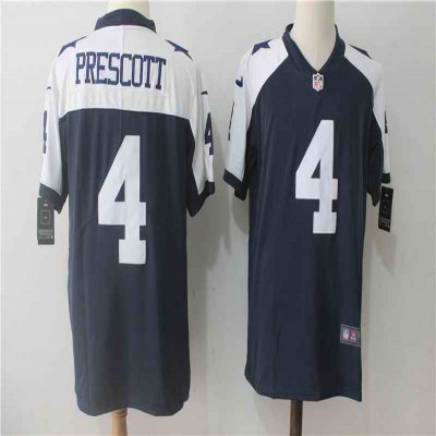 Men's Nike Dallas Cowboys #4 Dak Prescott Navy Blue Thanksgiving Stitched NFL Vapor Untouchable Limited Throwback Jersey