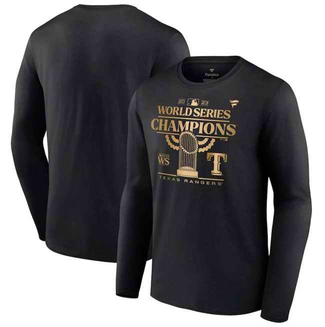 Men's Texas Rangers Black 2023 World Series Champions Parade Long Sleeve T-Shirt