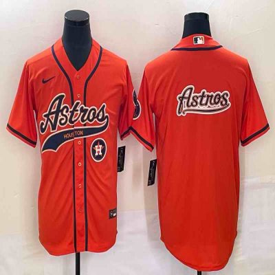 Men's Houston Astros Orange Team Big Logo With Patch Cool Base Stitched Baseball Jersey