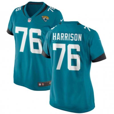 Women's Jacksonville Jaguars #76 Anton Harrison Teal 2023 Draft Stitched Jersey(Run Small)