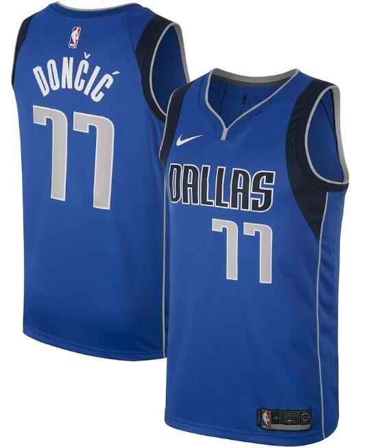 Men's Dallas Mavericks #77 Luka Doncic Blue Stitched Jersey