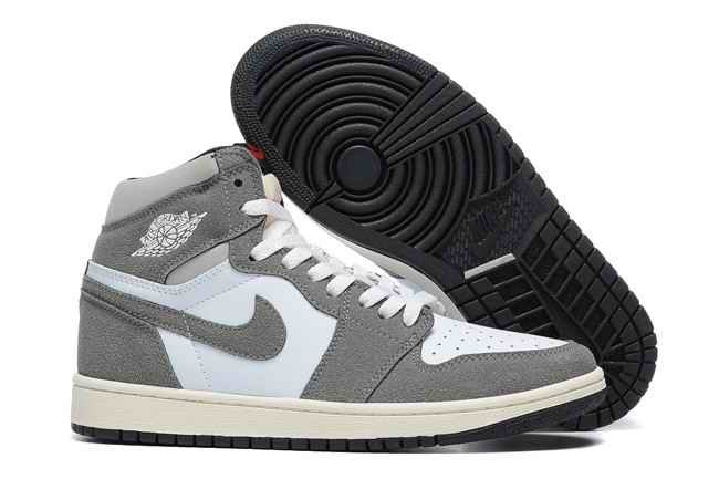 Women's Running Weapon Air Jordan 1 Grey/White Shoes 0302