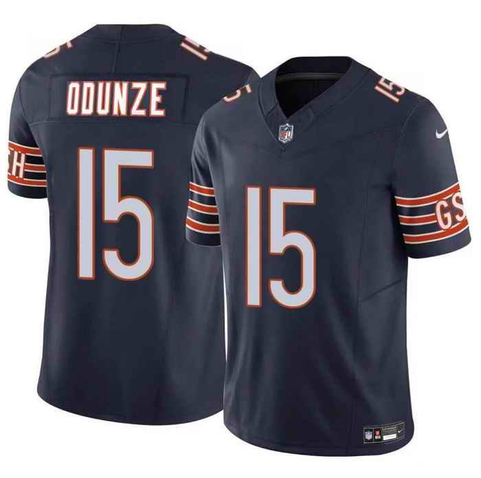 Men's Chicago Bears #15 Rome Odunze Navy 2024 Draft F.U.S.E. Vapor Stitched Football Jersey