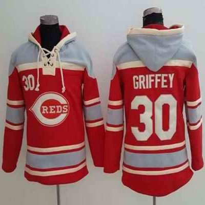 Reds #30 Ken Griffey Red Sawyer Hooded Sweatshirt MLB Hoodie