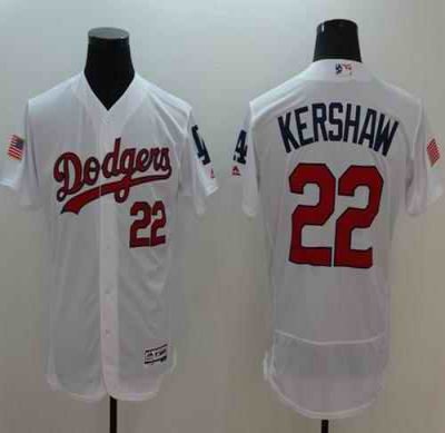 Dodgers #22 Clayton Kershaw White Fashion Stars & Stripes Flexbase Authentic Stitched MLB Jersey