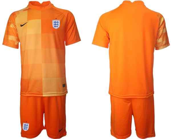 Men's England Blank Orange Goalkeeper Soccer Jersey Suit