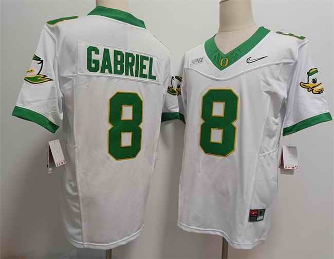 Men's Oregon Ducks #8 Dillon Gabriel White 2024 F.U.S.E. Stitched Jersey