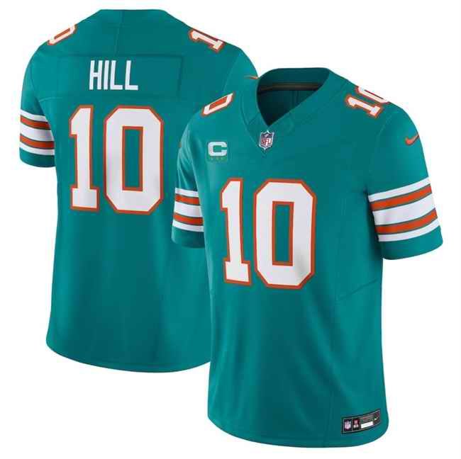 Men's Miami Dolphins #10 Tyreek Hill Aqua 2024 F.U.S.E Alternate With 3-Star C Patch Vapor Limited Stitched Football Jersey