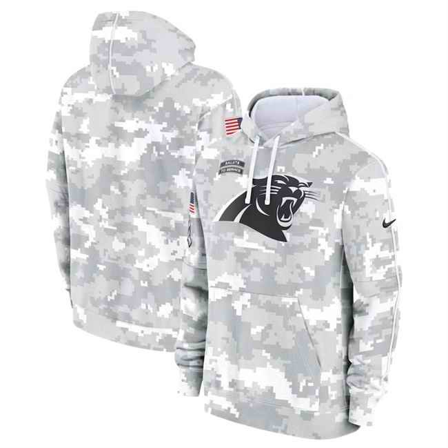 Men's Carolina Panthers 2024 Arctic Camo Salute to Service Club Fleece Pullover Hoodie