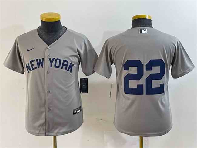 Youth New York Yankees #22 Juan Soto Grey Stitched Baseball Jersey