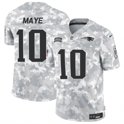 Men's New England Patriots #10 Drake Maye 2024 F.U.S.E Arctic Camo Salute to Service Limited Stitched Jersey