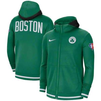 Men's Boston Celtics Green 75th Anniversary Performance Showtime Full-Zip Hoodie Jacket