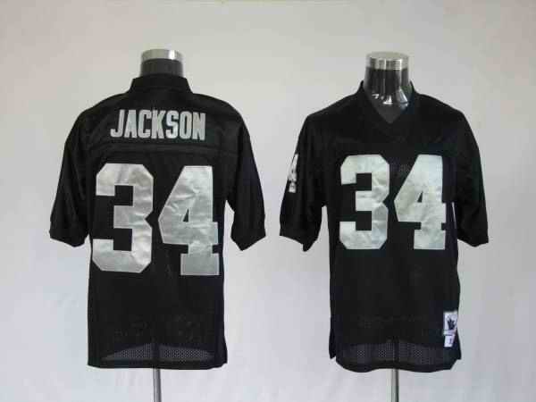 Mitchell and Ness Raiders Bo Jackson #34 Stitched Black NFL Jersey