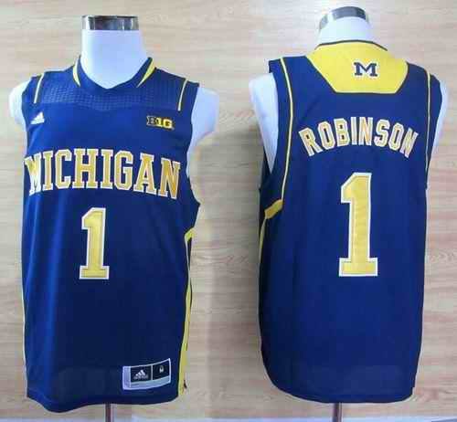 Wolverines #1 Glenn Robinson III Navy Blue Basketball Stitched NCAA Jersey