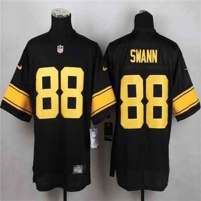 Nike Steelers #88 Lynn Swann Black(Gold No.) Men's Stitched NFL Elite Jersey