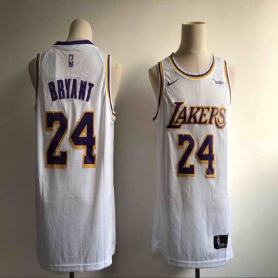 Men's Los Angeles Lakers #24 Kobe Bryant White 2018/19 Association Edition Swingman Stitched NBA Jersey