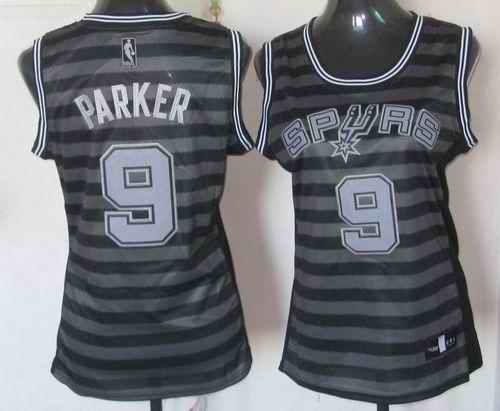 Spurs #9 Tony Parker Black/Grey Women's Groove Stitched NBA Jersey