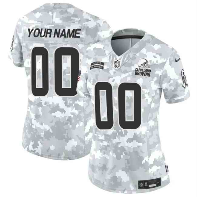 Women's Cleveland Browns Active Player Custom 2024 F.U.S.E Arctic Camo Salute to Service Limited Stitched Jersey(Run Small)