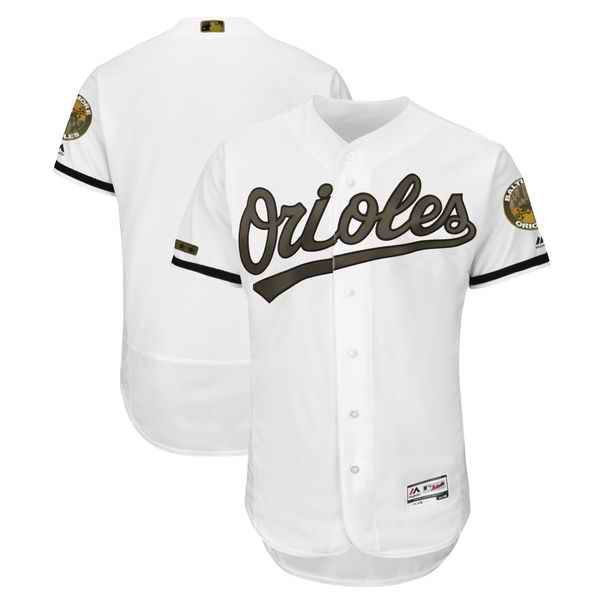 Men's Baltimore Orioles Blank White 2018 Memorial Day Flexbase Stitched MLB Jersey