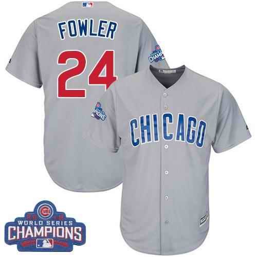 Cubs #24 Dexter Fowler Grey Road 2016 World Series Champions Stitched Youth MLB Jersey