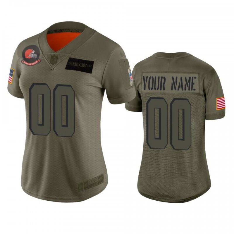 Women's Cleveland Browns Customized 2019 Camo Salute To Service NFL Stitched Limited Jersey'Run Small)