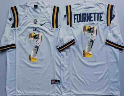 LSU Tigers #7 Leonard Fournette White Player Fashion Stitched NCAA Jersey