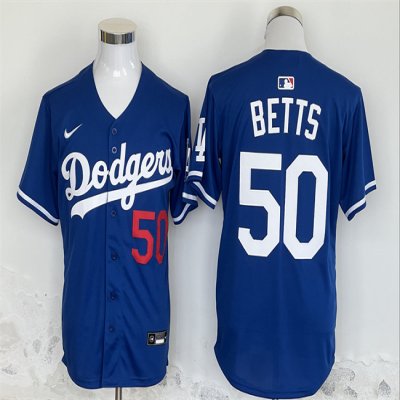 Men's Los Angeles Dodgers #50 Mookie Betts Blue 2024 Limited Stitched Baseball Jersey