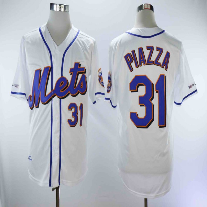 Men's New York Mets #31 Mike Piazza White Throwback Flexbase Stitched MLB Jersey