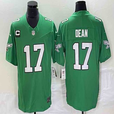 Men's Philadelphia Eagles #17 Nakobe Dean Green 2023 F.U.S.E. With C Patch Vapor Untouchable Stitched Football Jersey