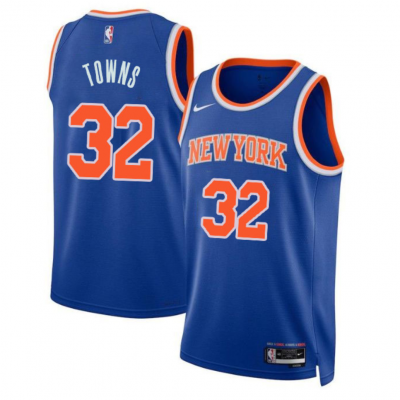 Men's New Yok Knicks #32 Karl-Anthony Towns Blue Icon Edition Swingman Stitched Basketball Jersey