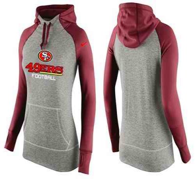 Women's Nike San Francisco 49ers Performance Hoodie Grey & Red_1