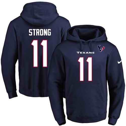 Nike Texans #11 Jaelen Strong Navy Blue Name & Number Pullover NFL Hoodie