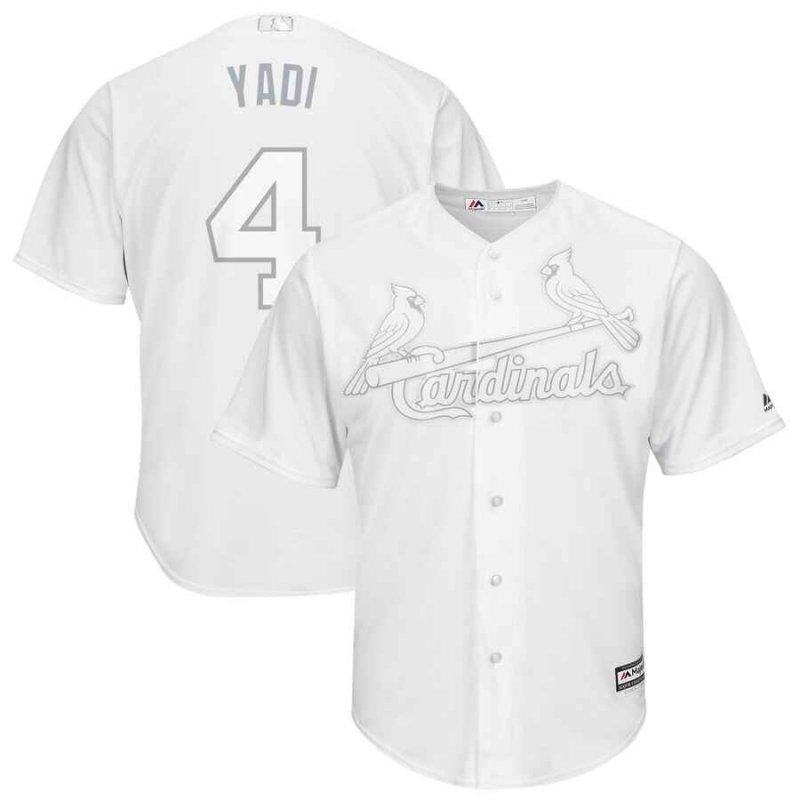 Men's St. Louis Cardinals #4 Yadier Molina Yadi Majestic White 2019 Players' Weekend Replica Player Stitched MLB Jersey