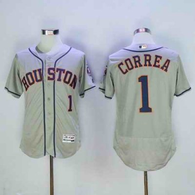 Astros #1 Carlos Correa Grey Flexbase Authentic Collection Stitched MLB Jersey