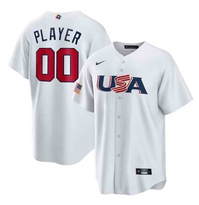 Men's USA Baseball ACTIVE PLAYER Custom White World Baseball Classic Stitched Jersey