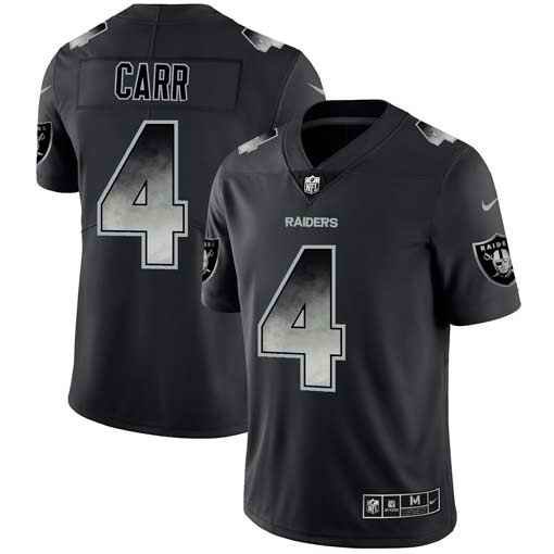 Men's Oakland Raiders #4 Derek Carr Black 2019 Smoke Fashion Limited Stitched NFL Jersey